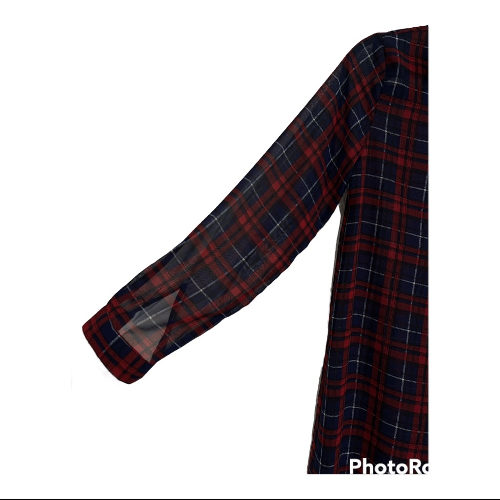 Long Sheer plaid kimono